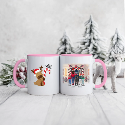 Świąteczny kubek personalizowany dla rodziców i dzieci | motyw z rodziną przed domem #84