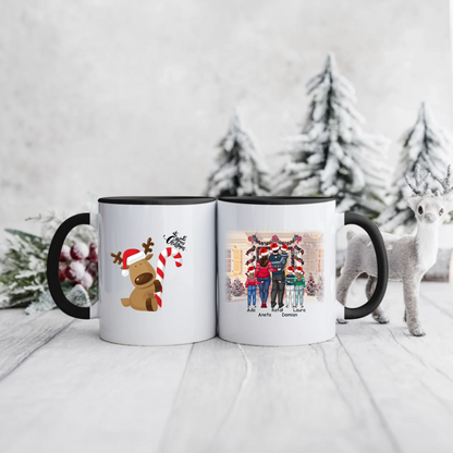 Świąteczny kubek personalizowany dla rodziców i dzieci | motyw z rodziną przed domem #84