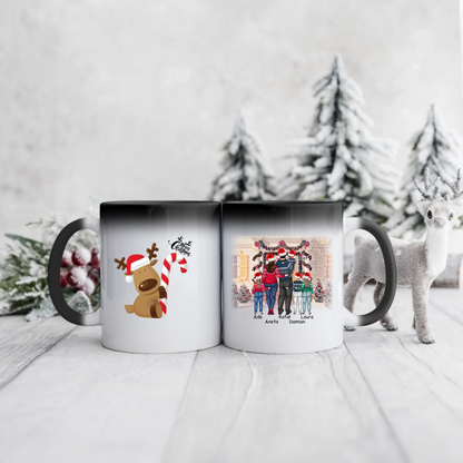 Świąteczny kubek personalizowany dla rodziców i dzieci | motyw z rodziną przed domem #84