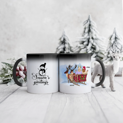 Świąteczny kubek personalizowany dla przyjaciółek SEASON'S GREETINGS | motyw z saniami Świętego Mikołaja #7