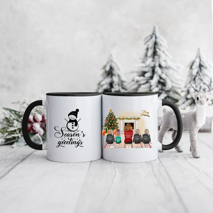 Świąteczny kubek personalizowany dla mamy z dziećmi SEASON'S GREETINGS | motyw z kominkiem #12