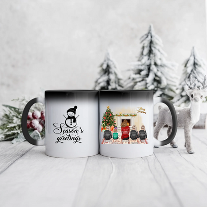 Świąteczny kubek personalizowany dla mamy z dziećmi SEASON'S GREETINGS | motyw z kominkiem #12