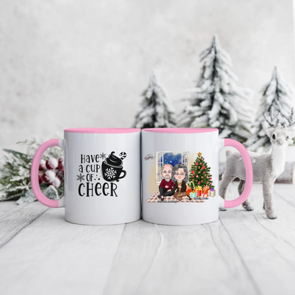 Świąteczny kubek personalizowany dla dziadków HAVE A CUP OF CHEER | motyw z choinką #97
