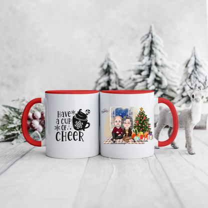 Świąteczny kubek personalizowany dla dziadków HAVE A CUP OF CHEER | motyw z choinką #97