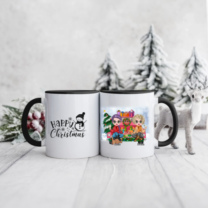 Świąteczny kubek personalizowany dla przyjaciółek HAPPY CHRISTMAS | motyw z prezentami #3