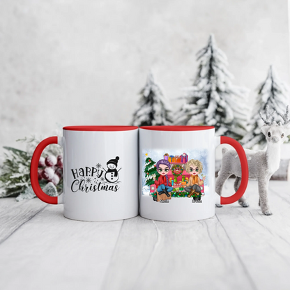Świąteczny kubek personalizowany dla przyjaciółek HAPPY CHRISTMAS | motyw z prezentami #3