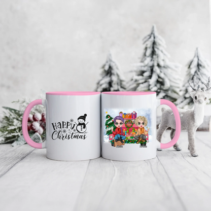 Świąteczny kubek personalizowany dla przyjaciółek HAPPY CHRISTMAS | motyw z prezentami #3