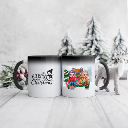 Świąteczny kubek personalizowany dla przyjaciółek HAPPY CHRISTMAS | motyw z prezentami #3