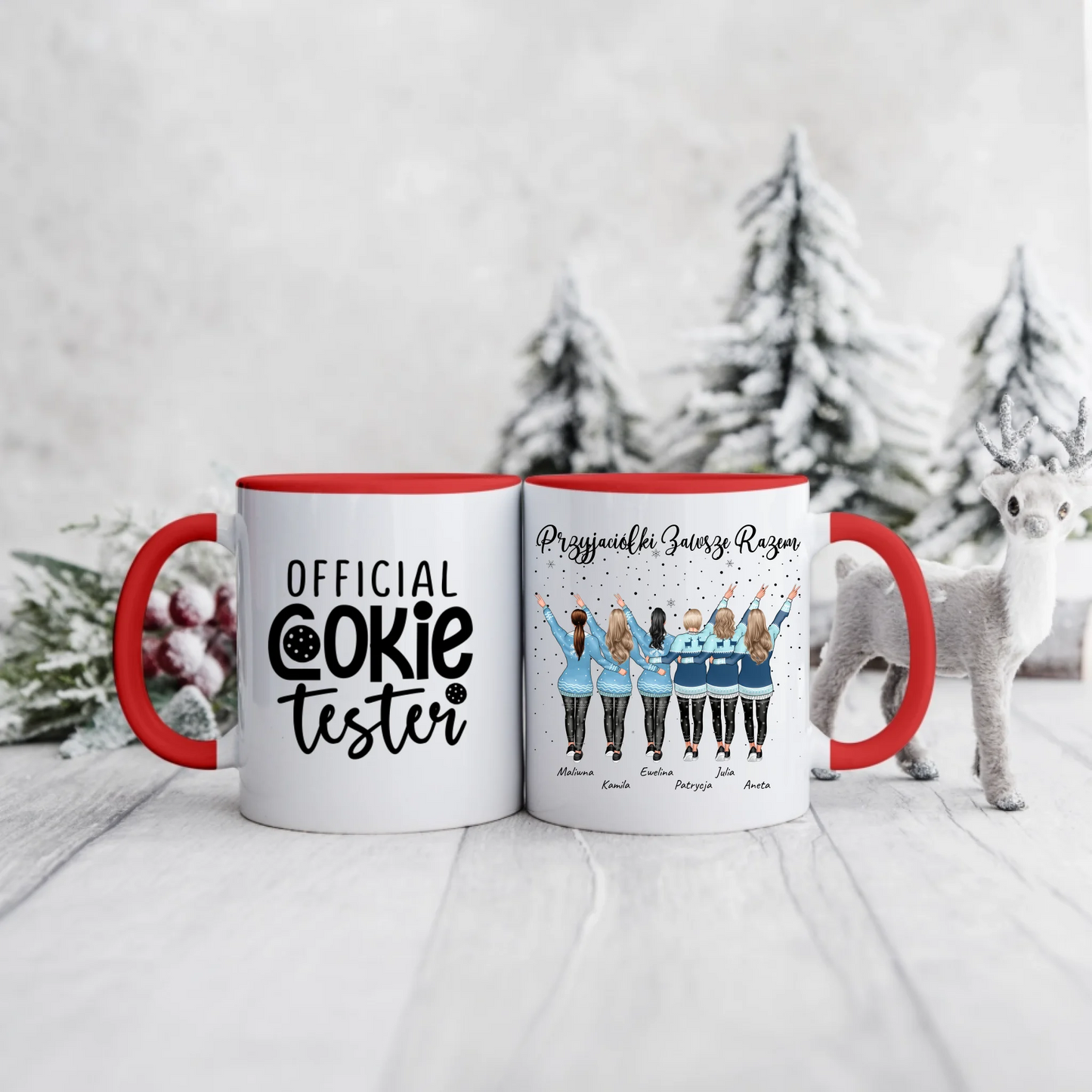 Kubek świąteczny dla przyjaciółek - 2-6 osób - Personalizowany - Prezent na święta #9189