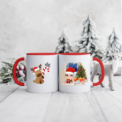 Świąteczny kubek personalizowany dla chłopca | motyw z reniferem #2