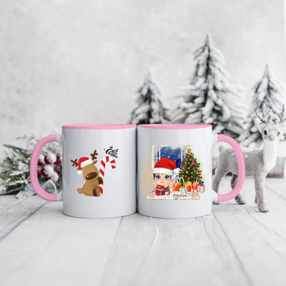 Świąteczny kubek personalizowany dla chłopca | motyw z reniferem #2