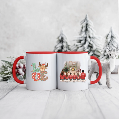 Świąteczny kubek personalizowany dla rodziny LOVE | motyw z kominkiem #801