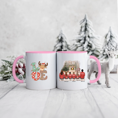 Świąteczny kubek personalizowany dla rodziny LOVE | motyw z kominkiem #801