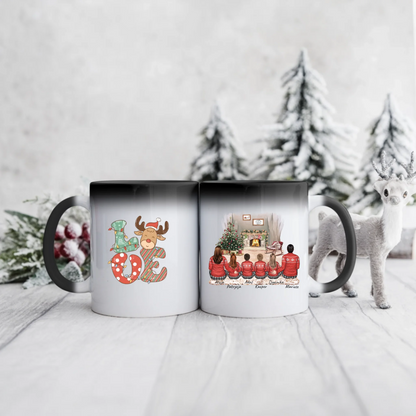 Świąteczny kubek personalizowany dla rodziny LOVE | motyw z kominkiem #801