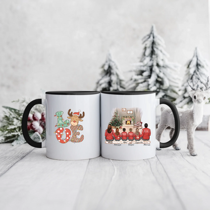 Świąteczny kubek personalizowany dla rodziny LOVE | motyw z kominkiem #801