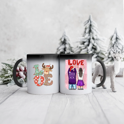 Świąteczny kubek personalizowany dla par LOVE | motyw z reniferem #13
