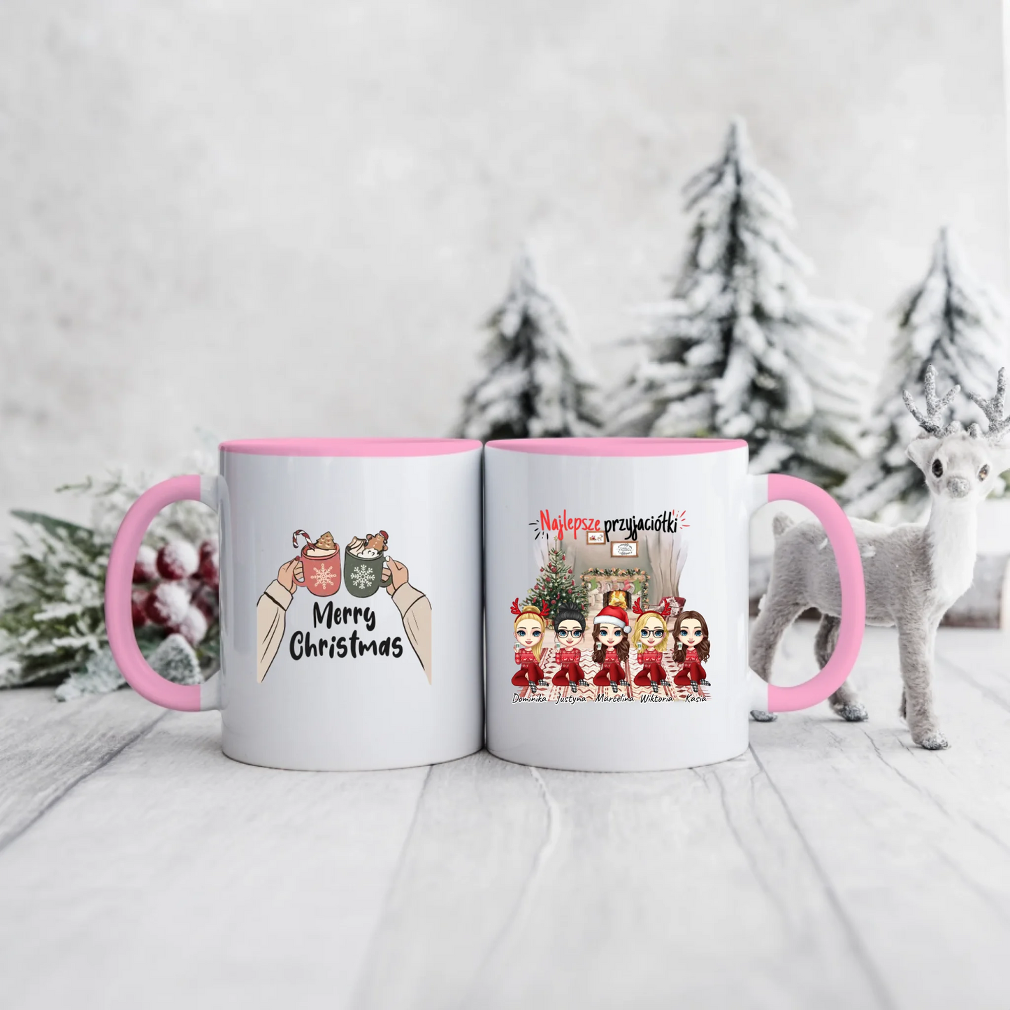 Kubek dla przyjaciółki świąteczny - max. 1-5 osób + napis najlepsze przyjaciółki #99