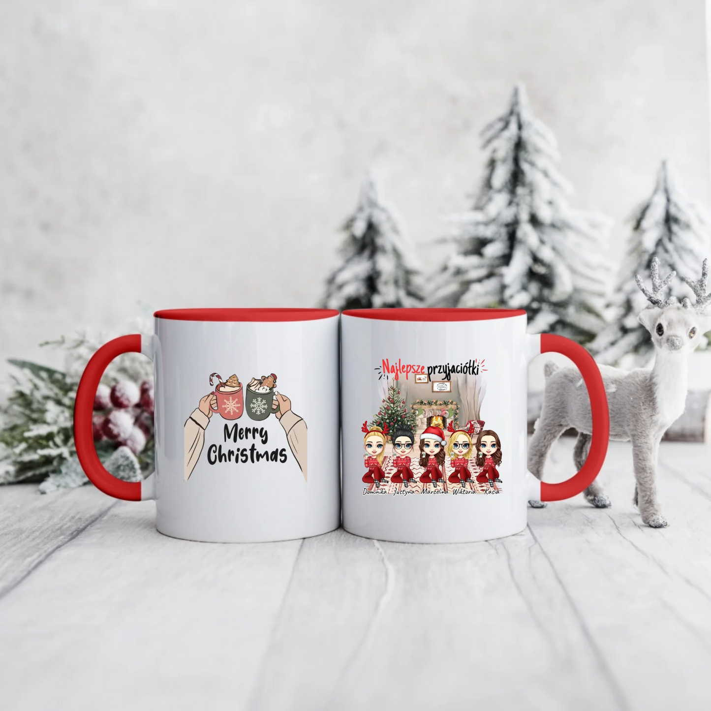 Kubek dla przyjaciółki świąteczny - max. 1-5 osób + napis najlepsze przyjaciółki #99