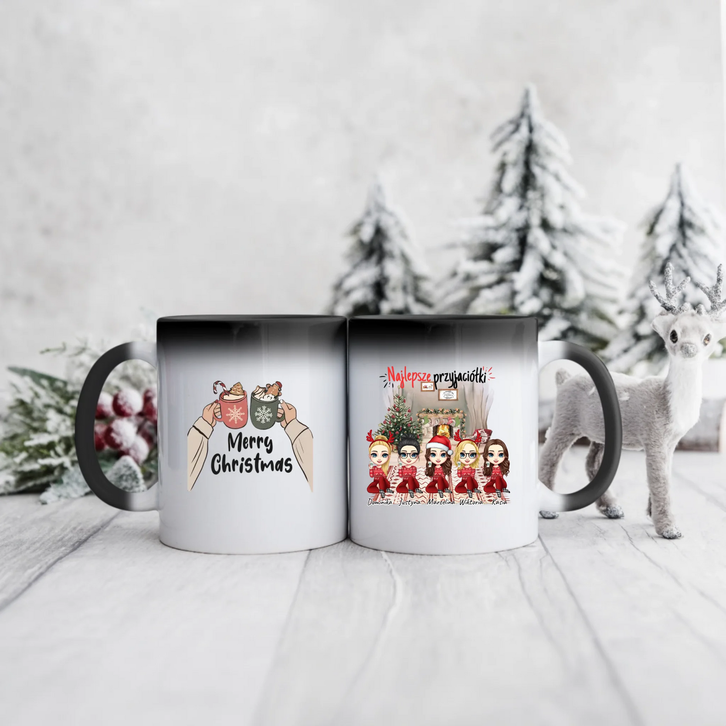 Kubek dla przyjaciółki świąteczny - max. 1-5 osób + napis najlepsze przyjaciółki #99