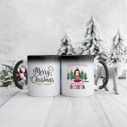 Świąteczny kubek personalizowany DZIEWCZYNA KTÓRA KOCHA ŚWIĘTA | z personalizacją imienia #990