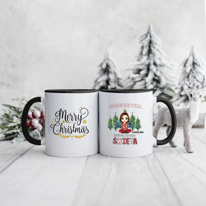 Świąteczny kubek personalizowany DZIEWCZYNA KTÓRA KOCHA ŚWIĘTA | z personalizacją imienia #990