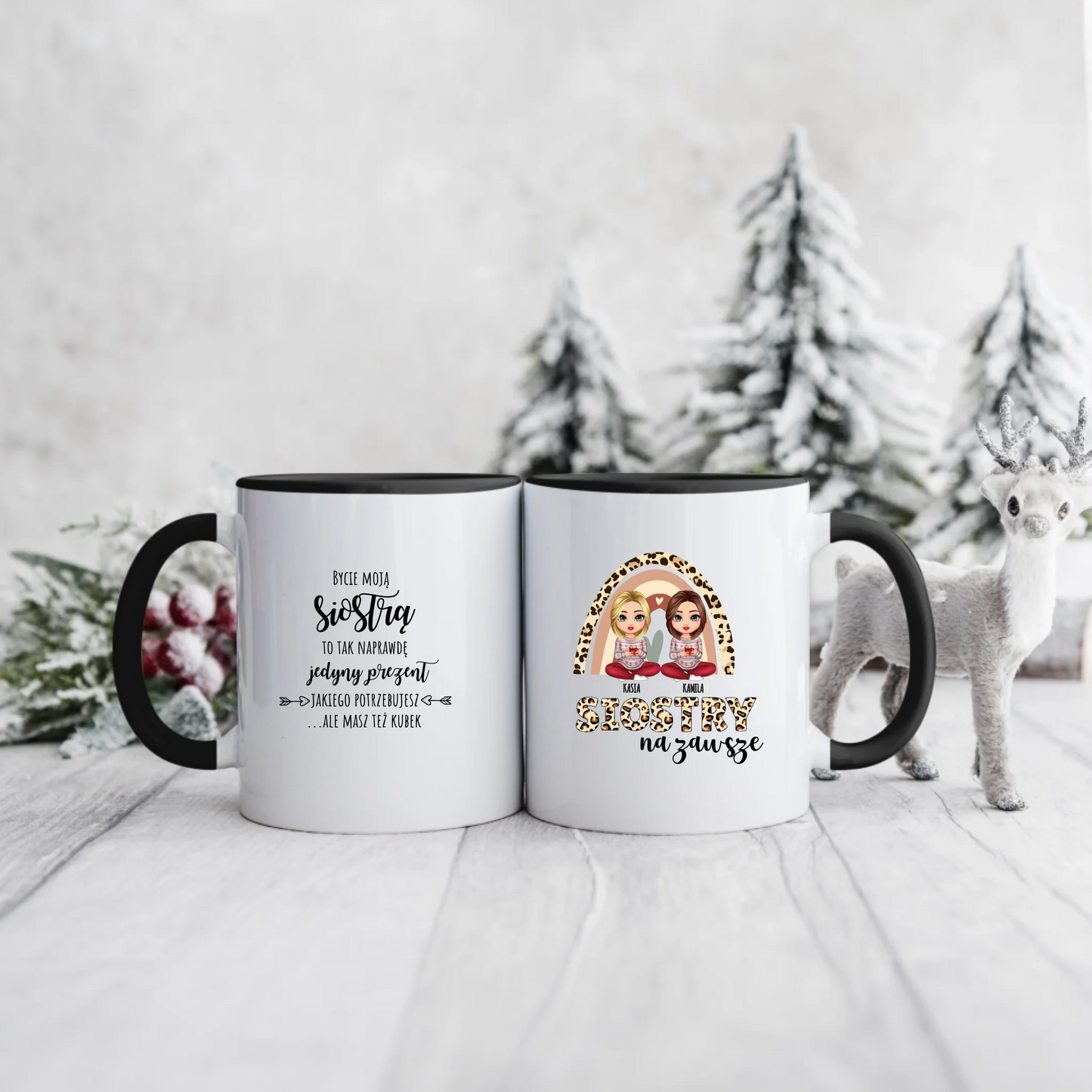 Kubek dla przyjaciółek/sióstr świąteczny - Personalizowany prezent na święta #997