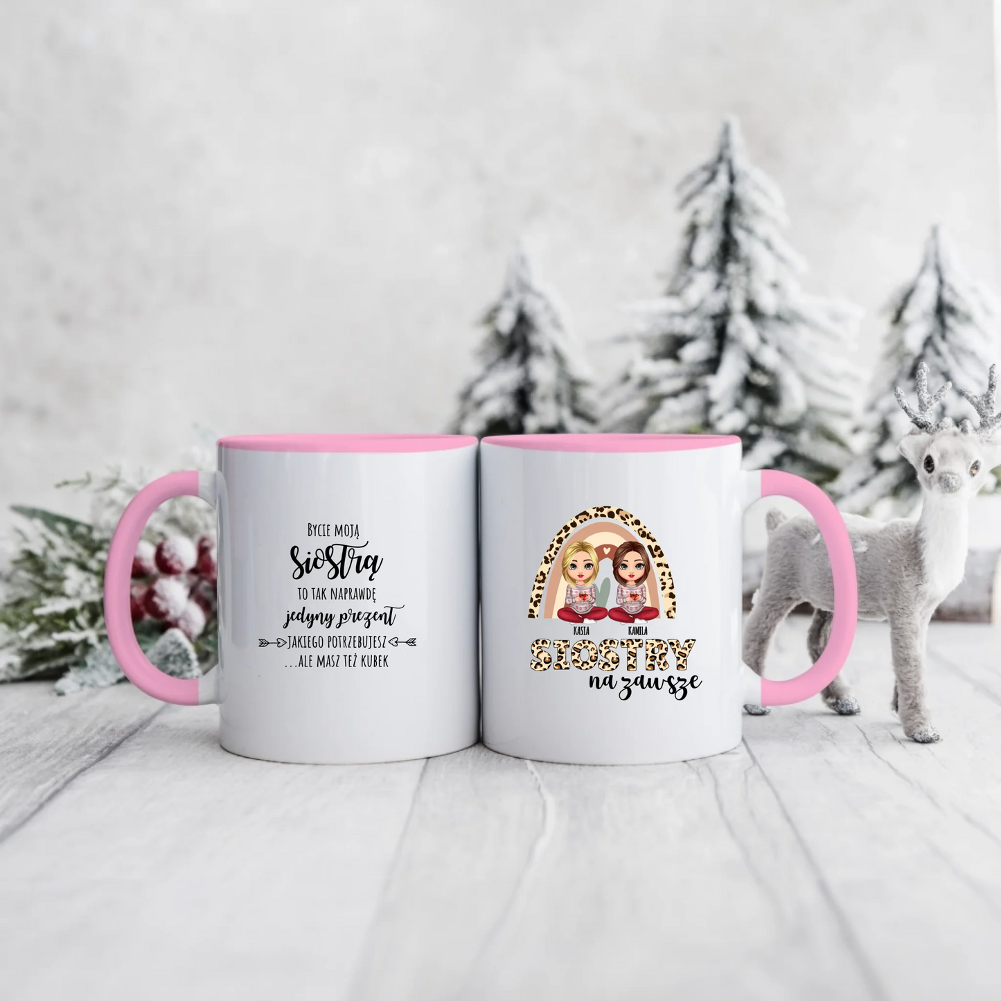 Kubek dla przyjaciółek/sióstr świąteczny - Personalizowany prezent na święta #997