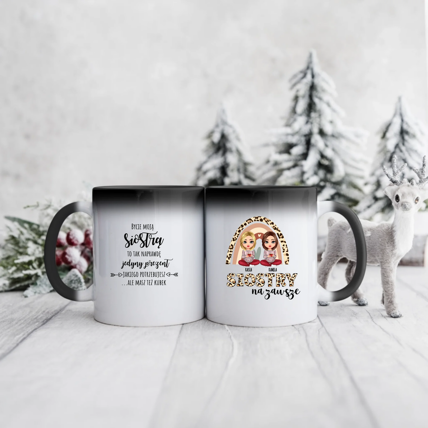 Kubek dla przyjaciółek/sióstr świąteczny - Personalizowany prezent na święta #997