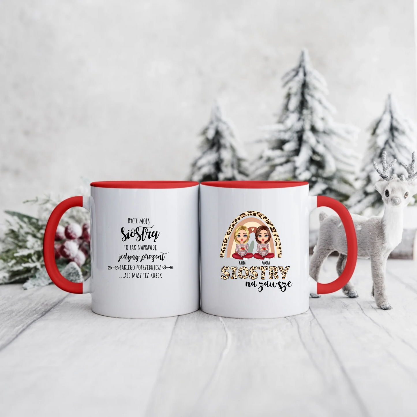 Kubek dla przyjaciółek/sióstr świąteczny - Personalizowany prezent na święta #997