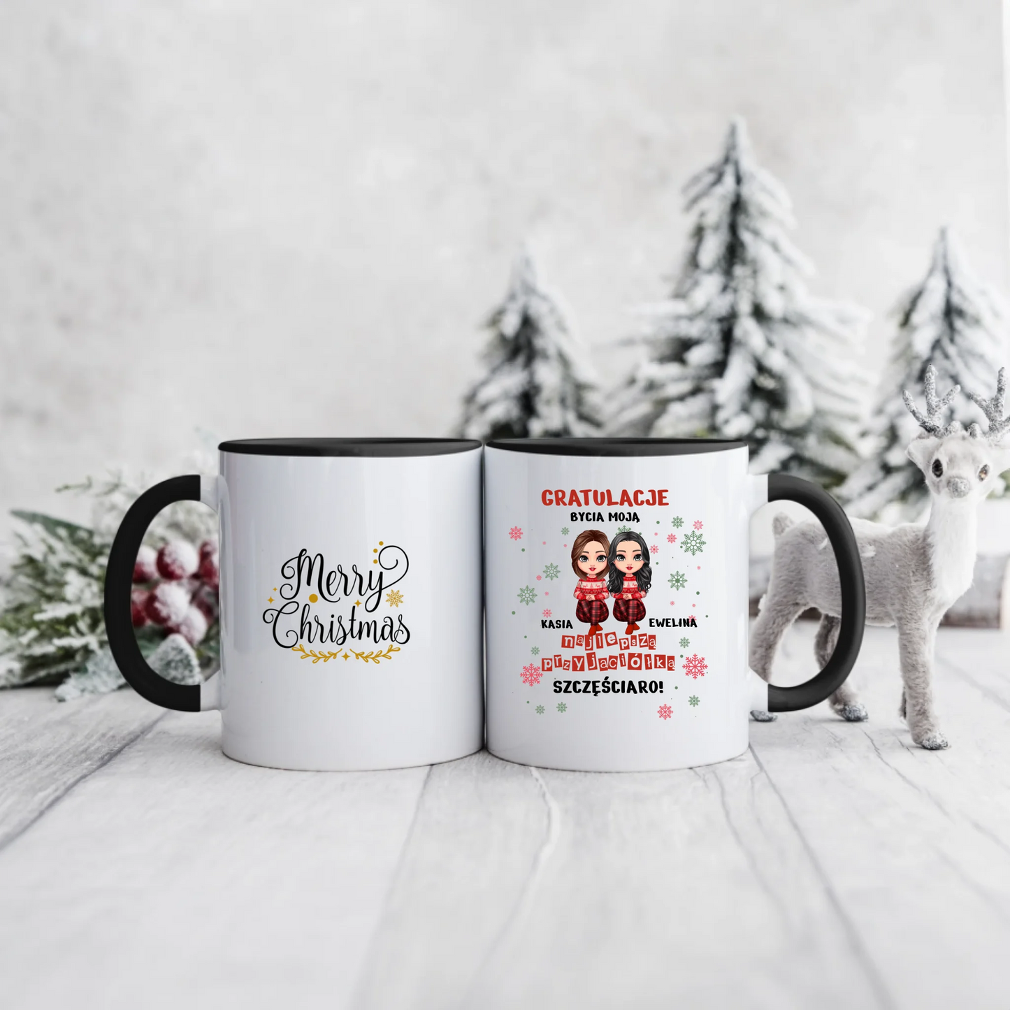 Kubek dla przyjaciółek świąteczny - Personalizowany prezent na święta #994