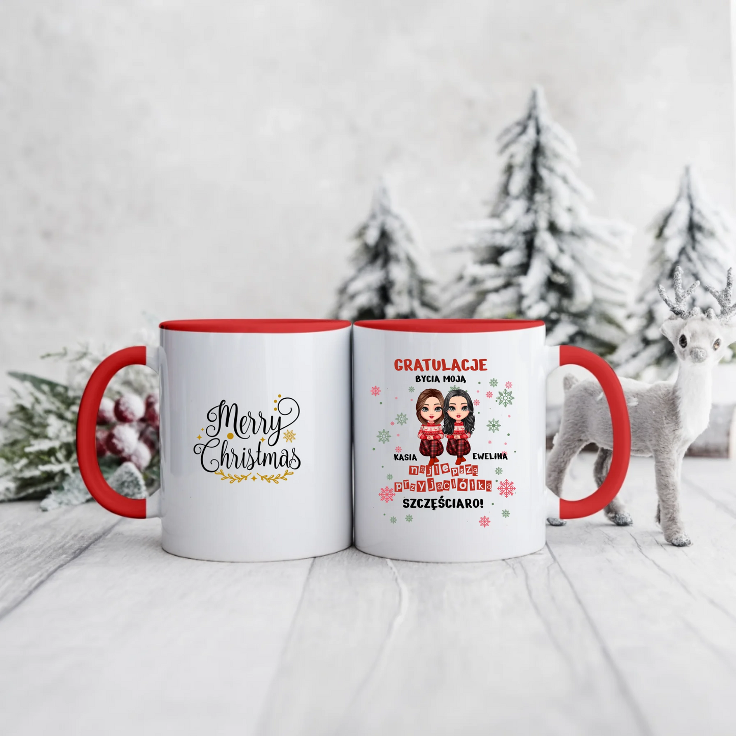 Kubek dla przyjaciółek świąteczny - Personalizowany prezent na święta #994