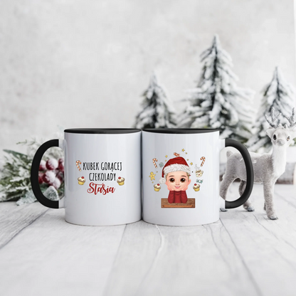 Świąteczny kubek personalizowany dla dziecka KUBEK GORĄCEJ CZEKOLADY | z personalizacją imienia #991