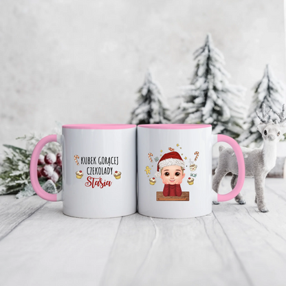 Świąteczny kubek personalizowany dla dziecka KUBEK GORĄCEJ CZEKOLADY | z personalizacją imienia #991