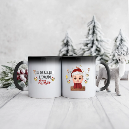 Świąteczny kubek personalizowany dla dziecka KUBEK GORĄCEJ CZEKOLADY | z personalizacją imienia #991