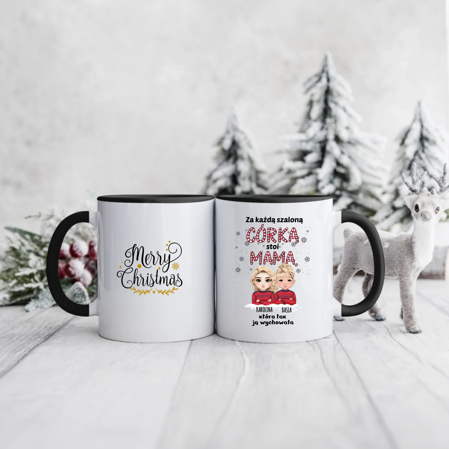 Kubek dla mamy i córki świąteczny - Personalizowany prezent na święta #993