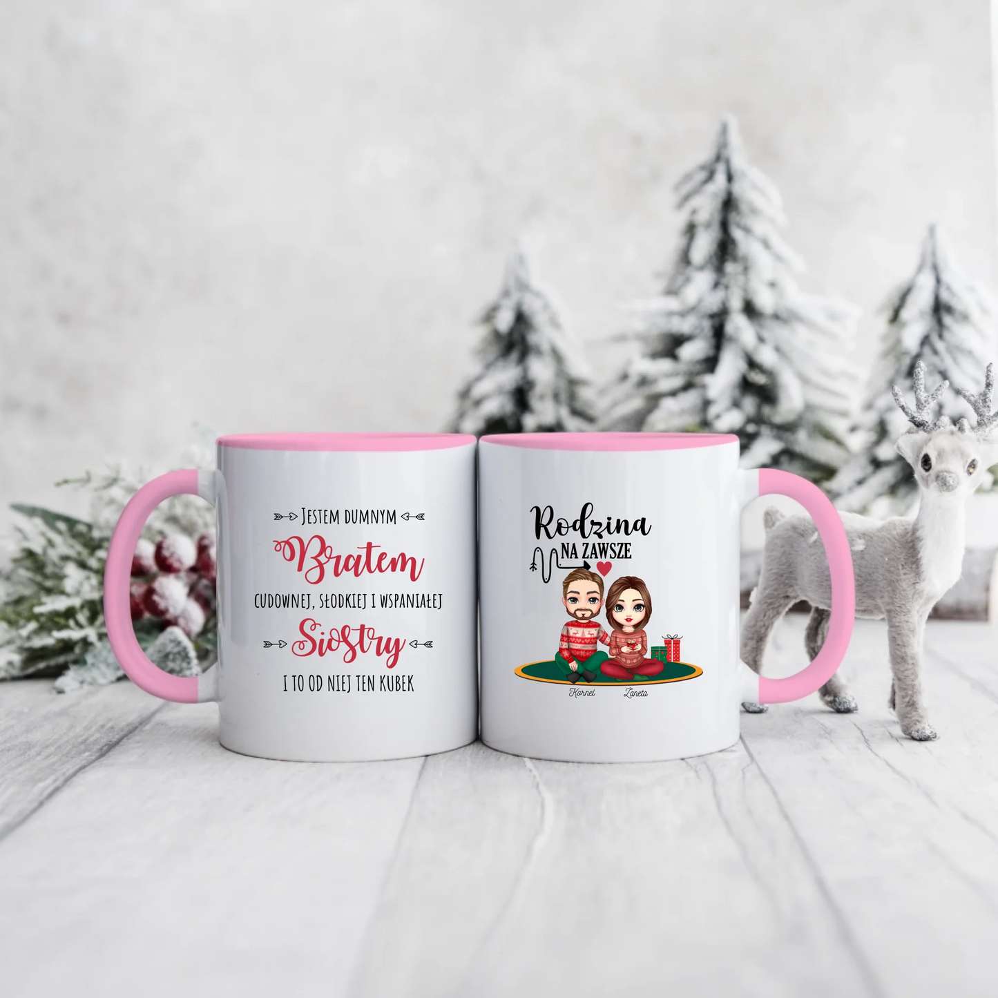 Kubek dla rodzeństwa świąteczny - Personalizowany prezent na święta #992