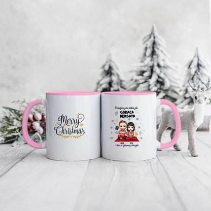 Świąteczny kubek personalizowany dla par PASUJEMY DO SIEBIE JAK GORĄCA HERBATA | zabawny motyw #1003