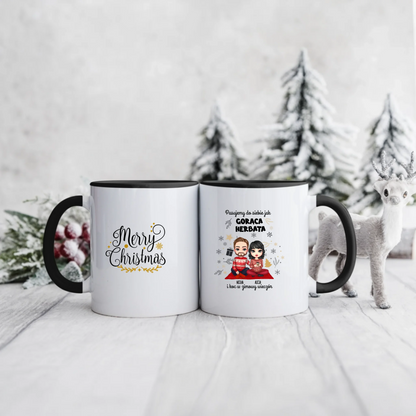 Świąteczny kubek personalizowany dla par PASUJEMY DO SIEBIE JAK GORĄCA HERBATA | zabawny motyw #1003