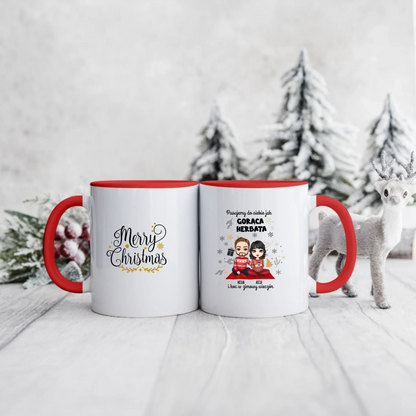 Świąteczny kubek personalizowany dla par PASUJEMY DO SIEBIE JAK GORĄCA HERBATA | zabawny motyw #1003