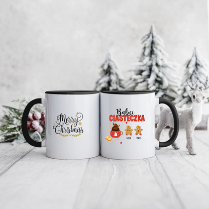 Świąteczny kubek personalizowany dla babci BABCI CIASTECZKA | bożonarodzeniowy motyw rodzinny #1001