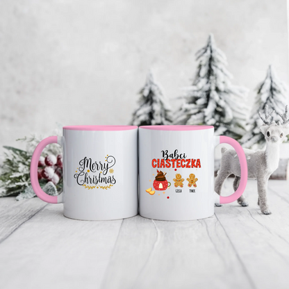 Świąteczny kubek personalizowany dla babci BABCI CIASTECZKA | bożonarodzeniowy motyw rodzinny #1001