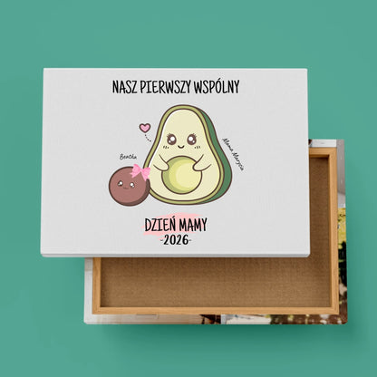 Obraz personalizowany dla mamy z córką NASZ PIERWSZY WSPÓLNY DZIEŃ MAMY | motyw z awokado #9