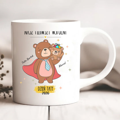 Kubek personalizowany dla taty i dziecka NAJLEPSZY TATO | motyw z misiami #5412