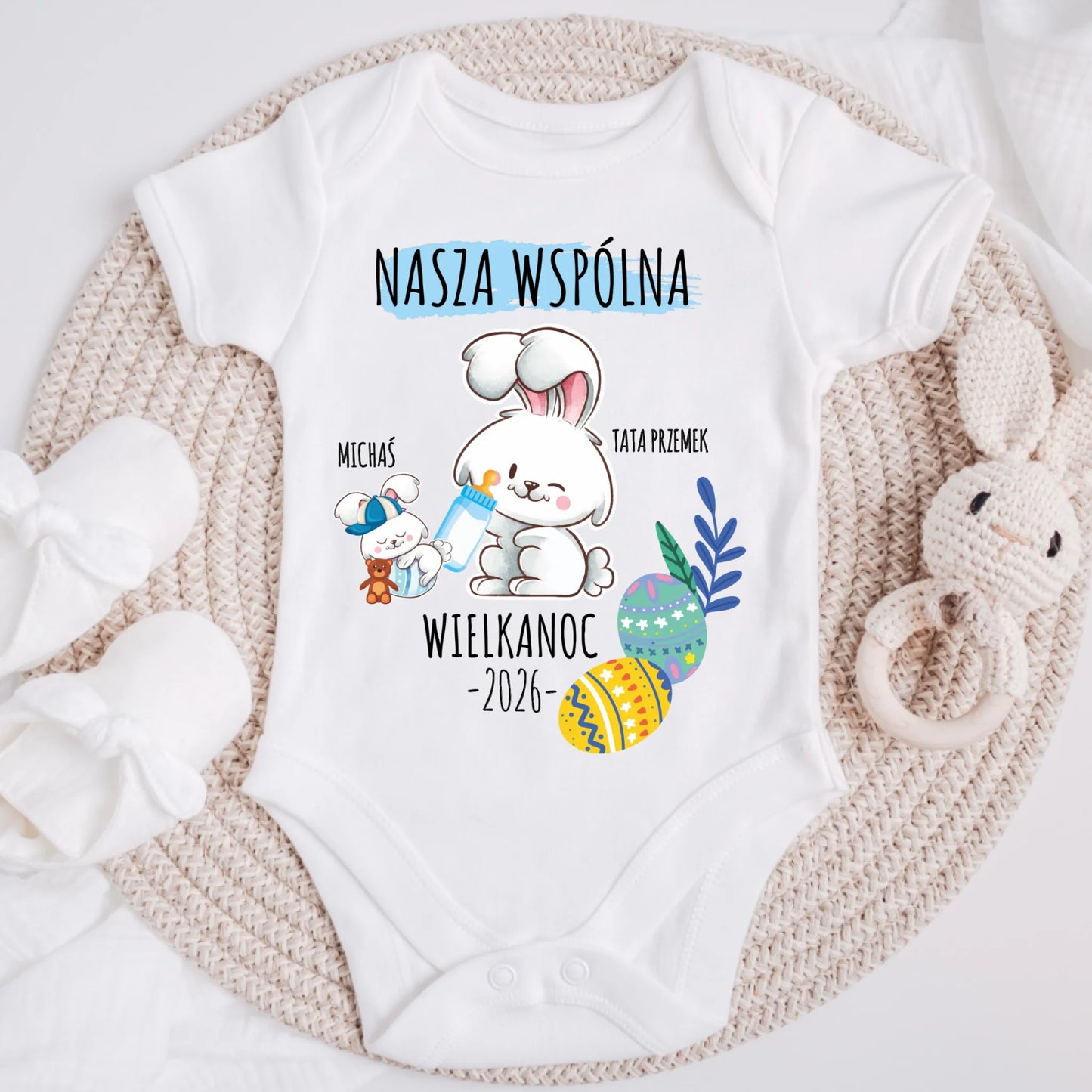 Koszulka ze wzorem tata i dziecko - Prezent na Wielkanoc - Personalizowana #2781