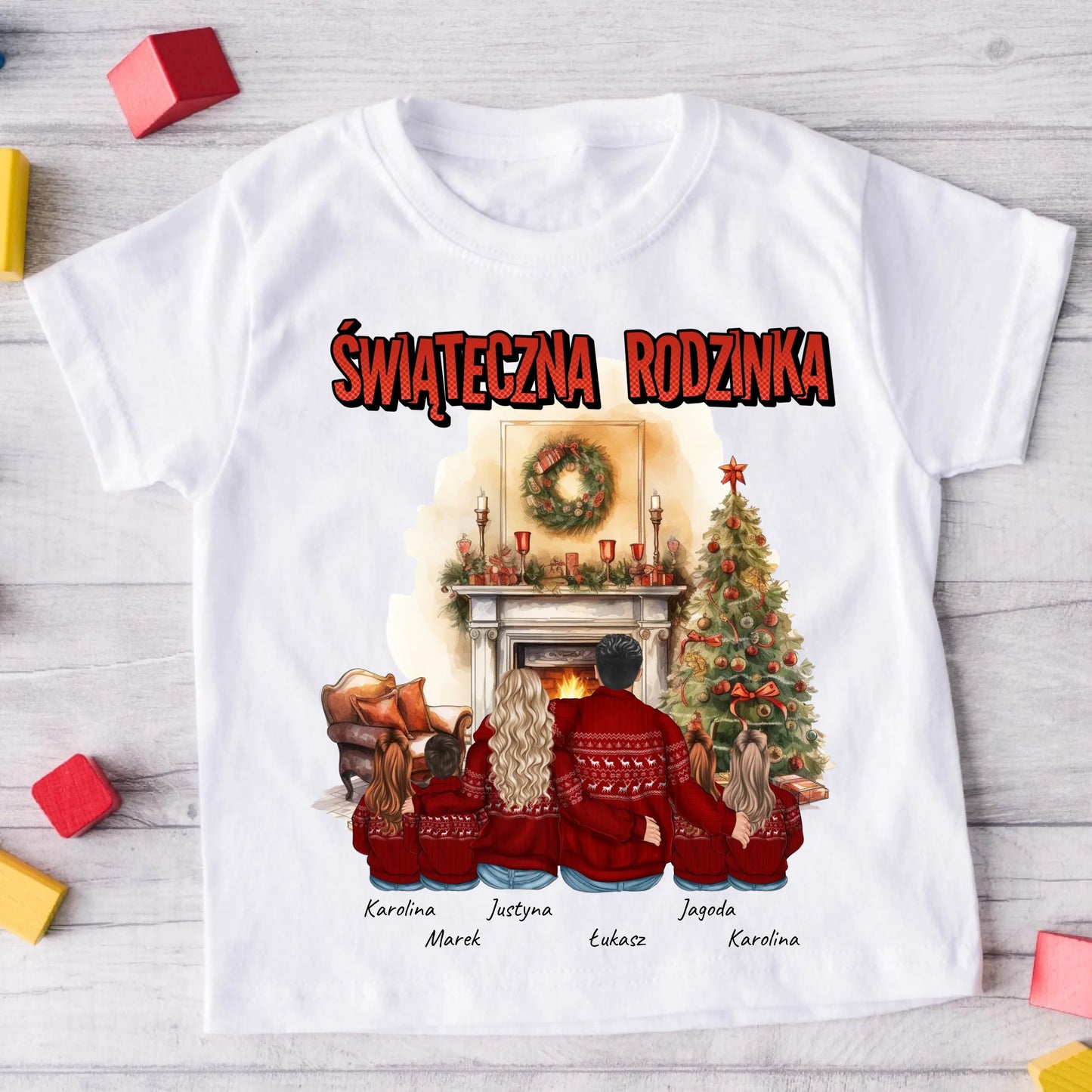 Koszulka świąteczna dla rodziny 1-4 dzieci - Personalizowana - Prezent na święta (świąteczna rodzinka) #5901
