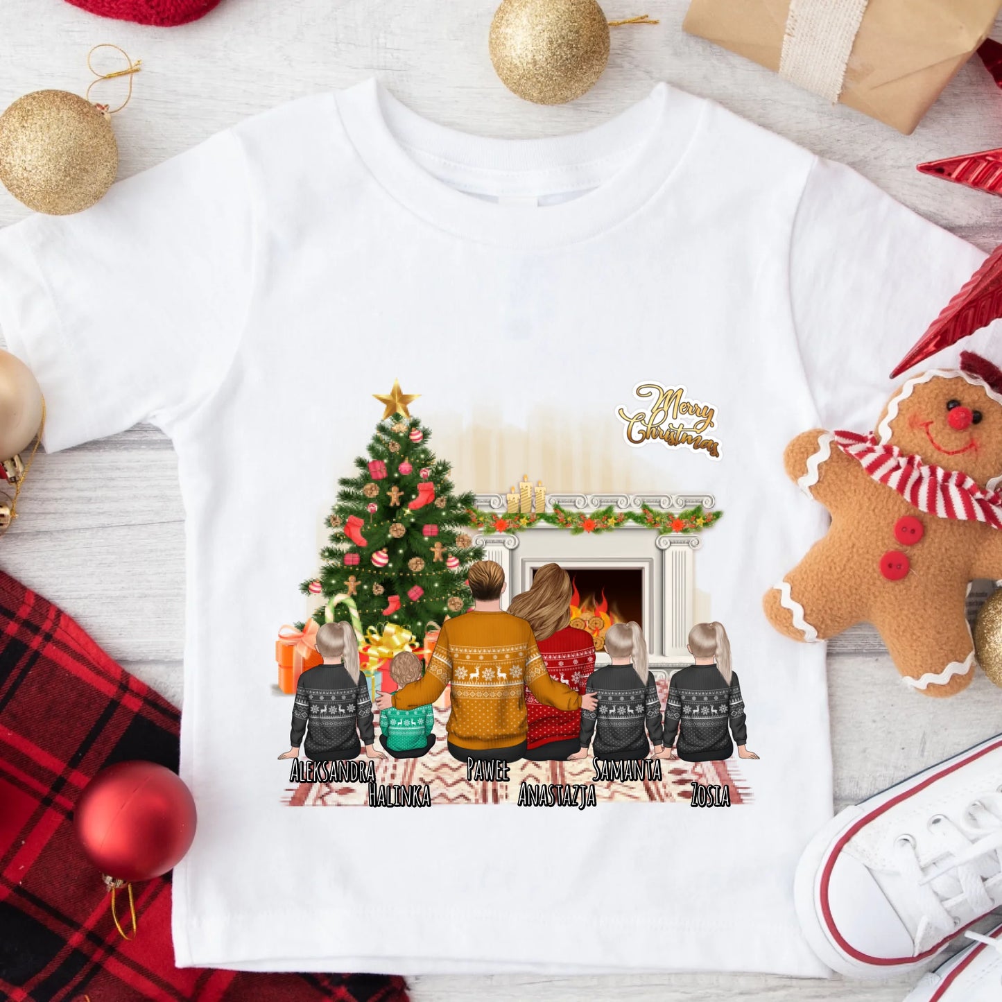 Koszulka rodzinna świąteczna 2 os. dorosłe + 1-4 dzieci - Prezent na święta #124