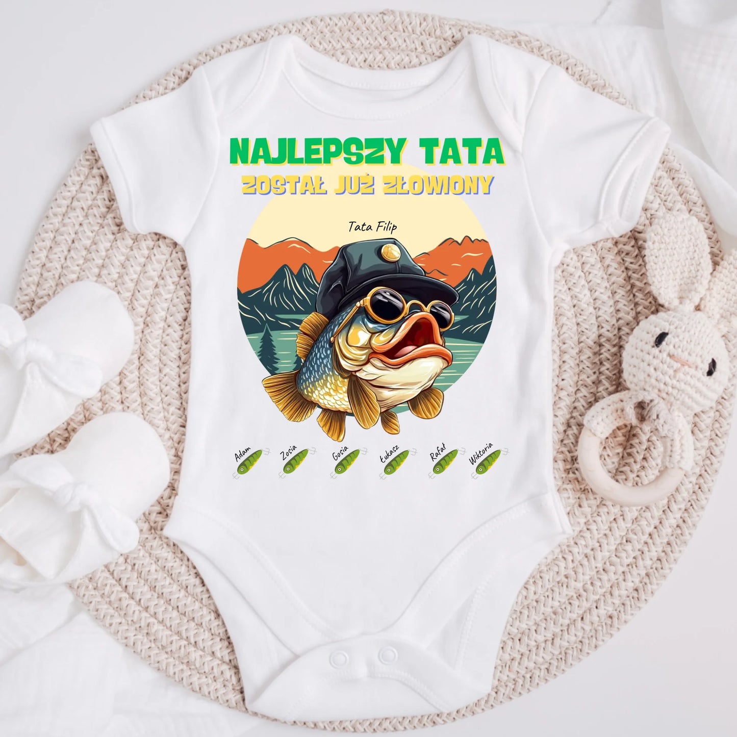 Koszulka ze wzorem tata i 1-6 dzieci - Personalizowana (rodzinna) #4233