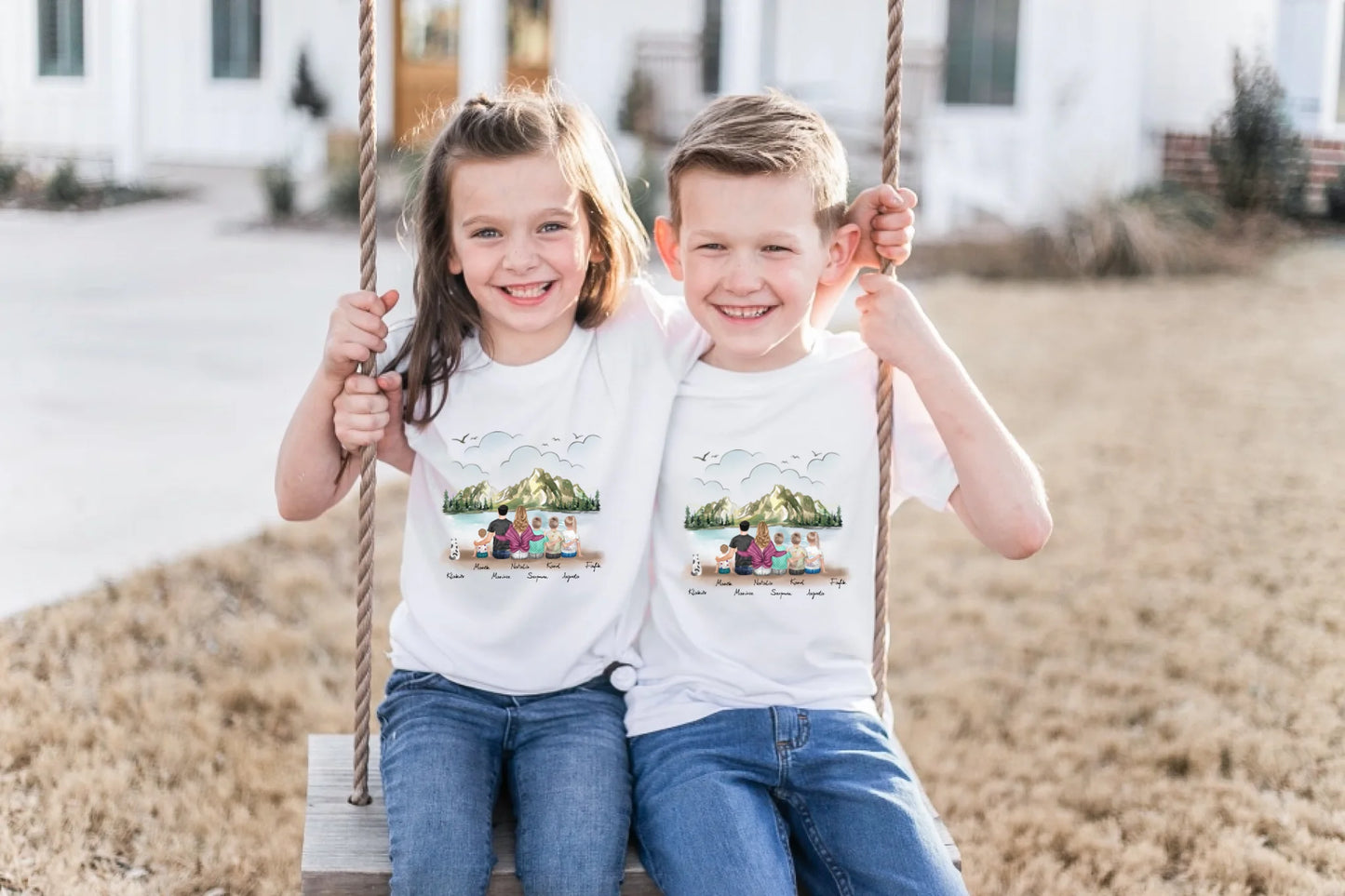 Koszulka rodzinna 2 os. dorosłe + max. 4 dzieci + max. 1-2 pupile - Personalizowana #P58
