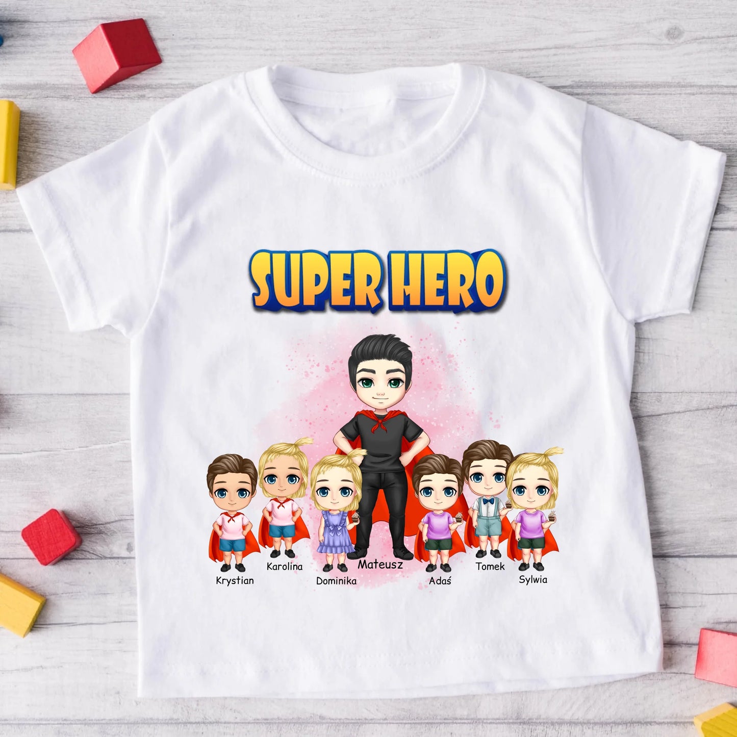 Koszulka dla taty i 1-6 dzieci - Personalizowana (rodzinna) #P2