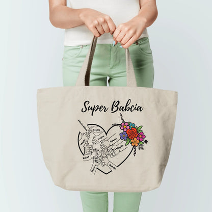 Torba personalizowana dla babci SUPER BABCIA | rodzinny motyw z personalizacją imion #889